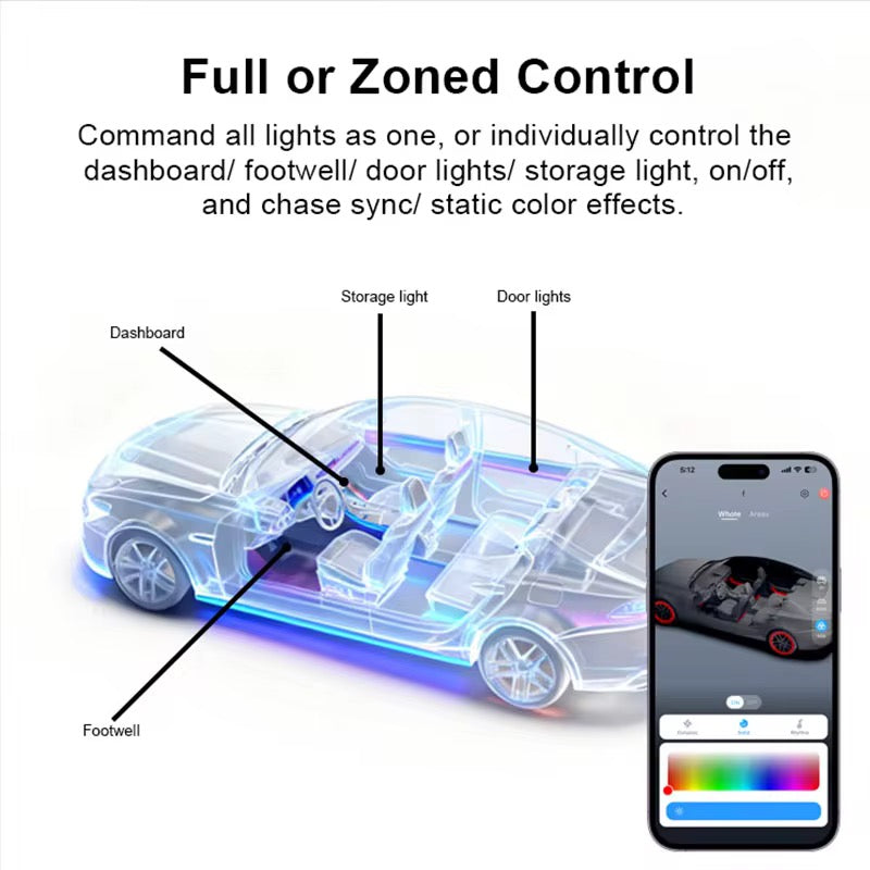 JAB Performance RGBIC Interior Ambient Lighting Kit – App Controlled Dynamic LED Upgrade