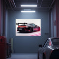 Race Car Neon Wall Art - UV Printed LED Plexiglass Sign for Garage, Man Cave & Track Lovers - Adjustable Light and  Free Shipping