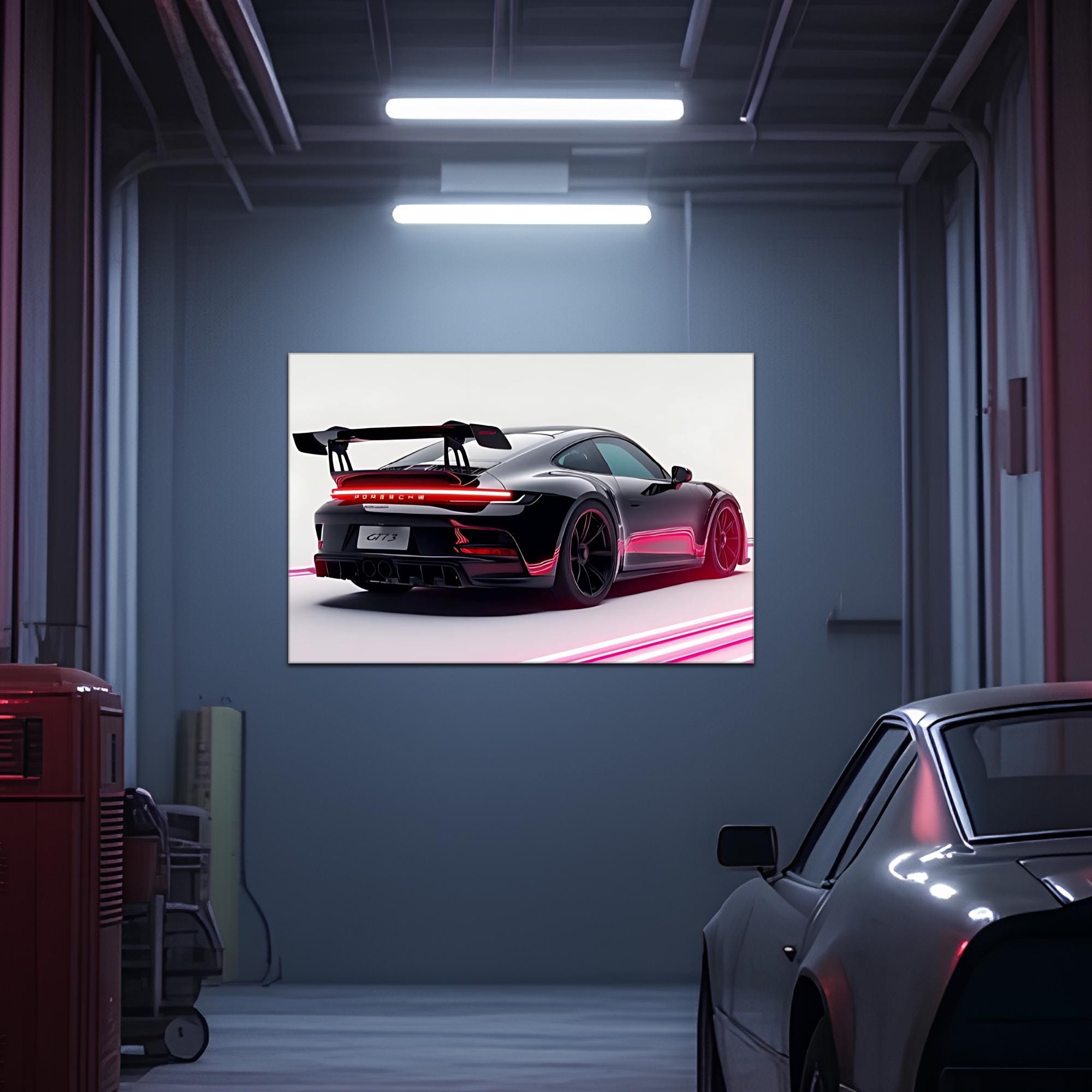 Race Car Neon Wall Art - UV Printed LED Plexiglass Sign for Garage, Man Cave & Track Lovers - Adjustable Light and  Free Shipping