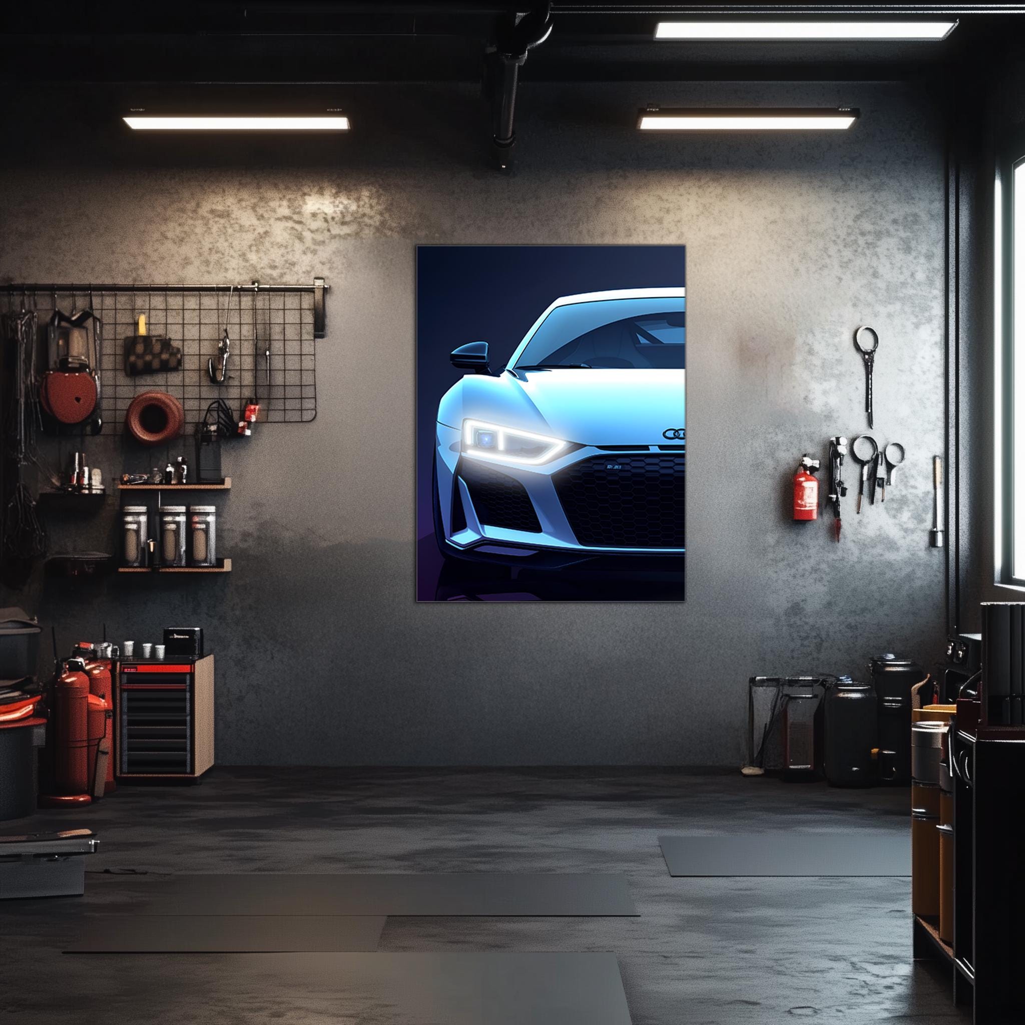 Luxury Sports Car Front View Wall Art – LED Garage Decor – Supercar Enthusiast Gift – Man Cave Automotive Sign – Free Shipping & Returns