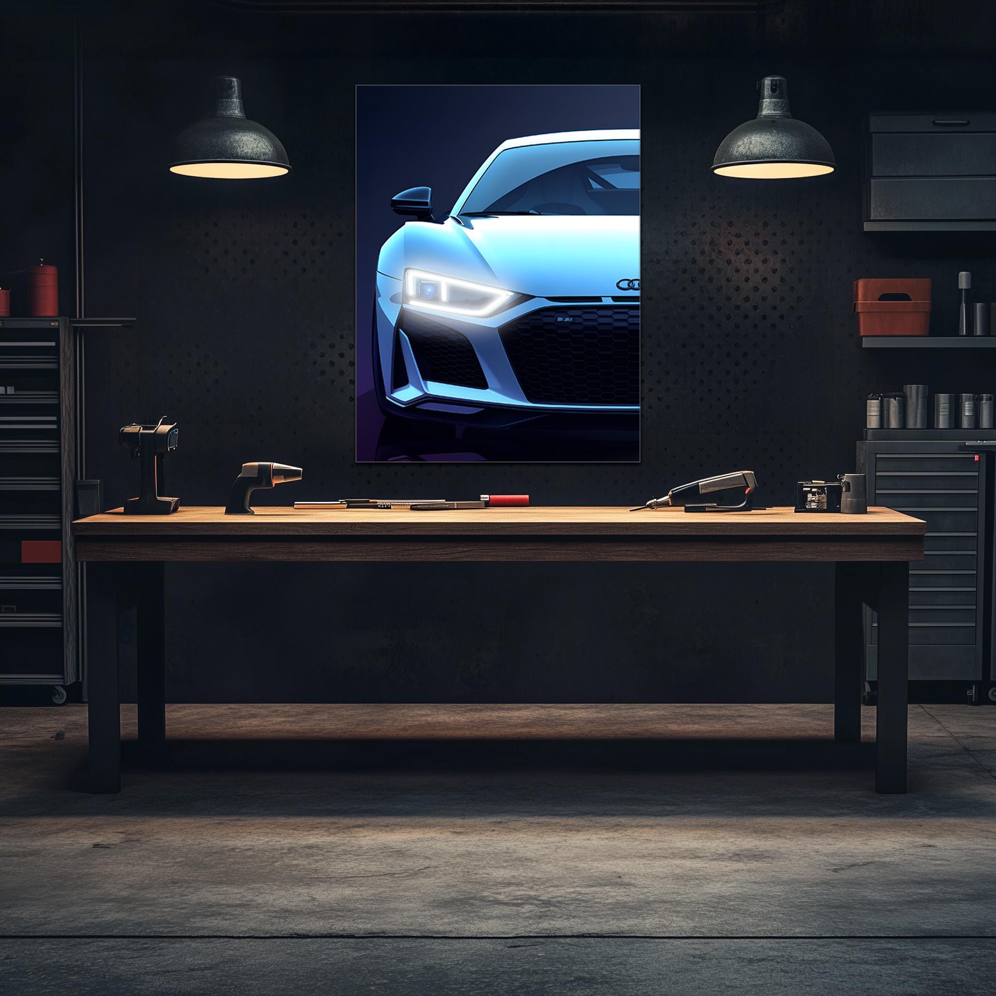 Luxury Sports Car Front View Wall Art – LED Garage Decor – Supercar Enthusiast Gift – Man Cave Automotive Sign – Free Shipping & Returns