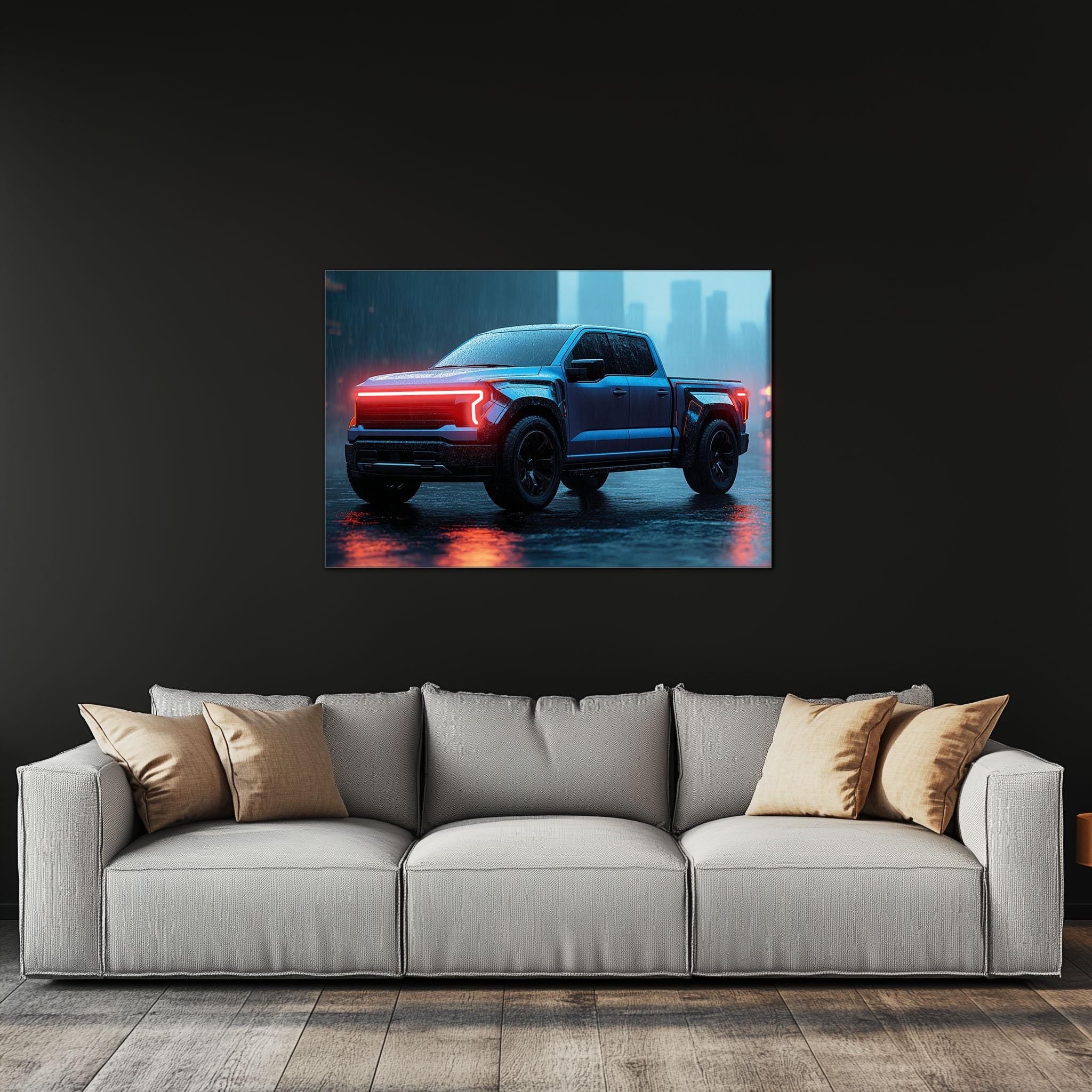 Pickup Truck Neon Wall Art – UV Printed LED Plexiglass Sign for Garage or Workshop Decor | Car Enthusiast Gift | Free Shipping