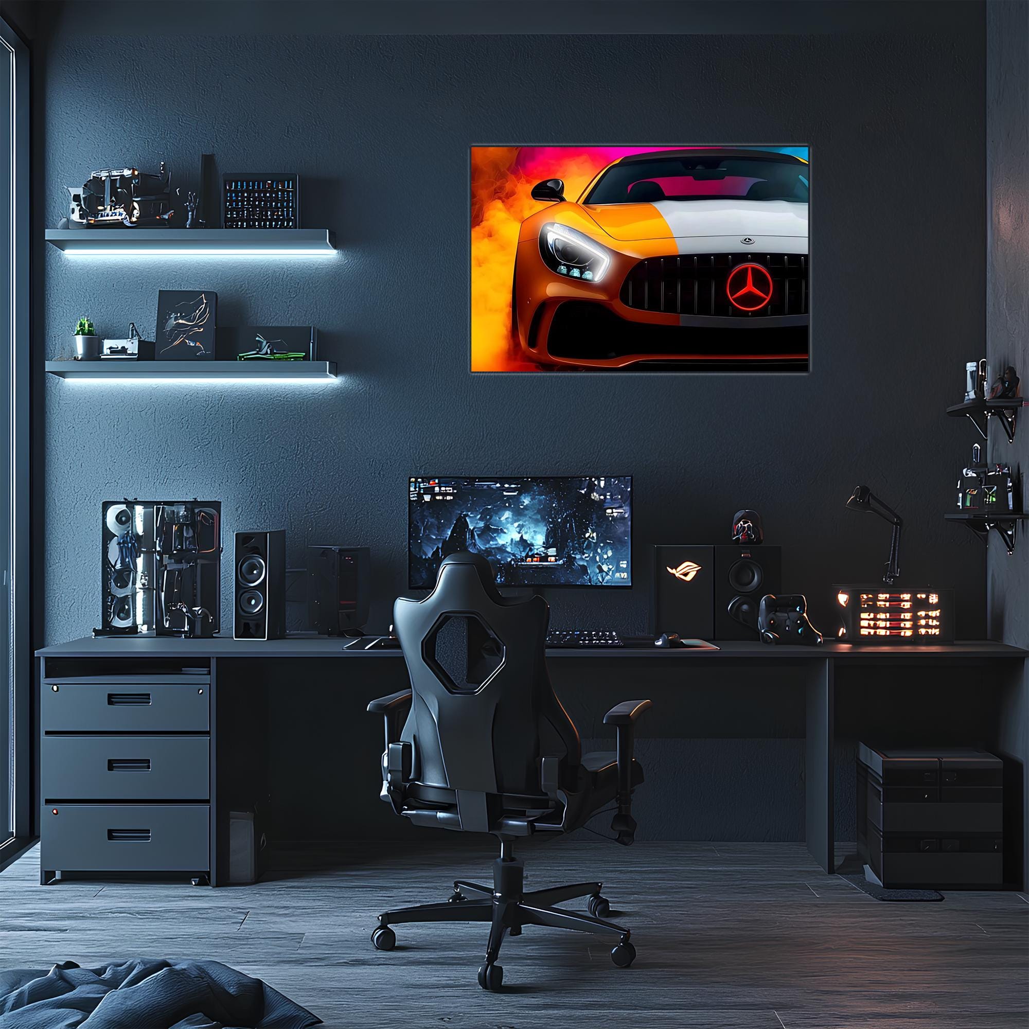 Mercedes AMG Neon Sign: UV Printed LED Wall Art, Car Garage Decor