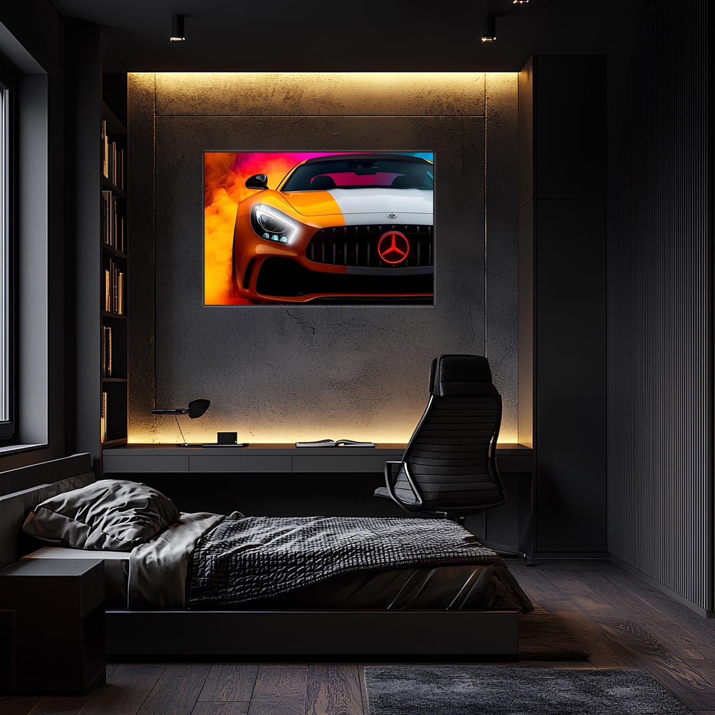 Mercedes AMG Neon Sign: UV Printed LED Wall Art, Car Garage Decor